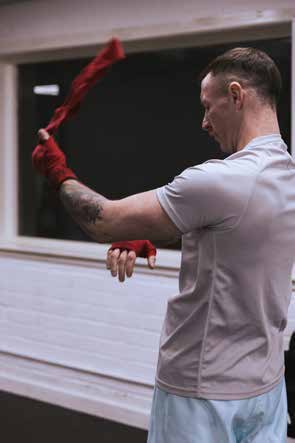 Roy Bannister preparing his boxing wraps Roy Bannister preparing his boxing wraps